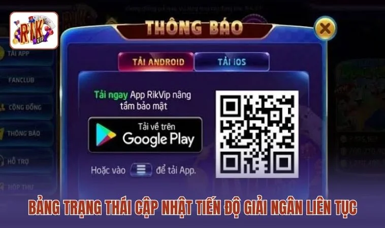 Bảng trạng thái cập nhật tiến độ giải ngân liên tục