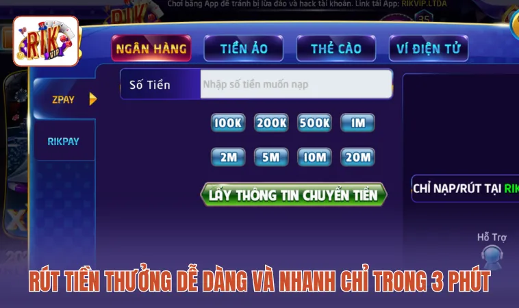 Rút tiền thưởng dễ dàng và nhanh chỉ trong 3 phút
